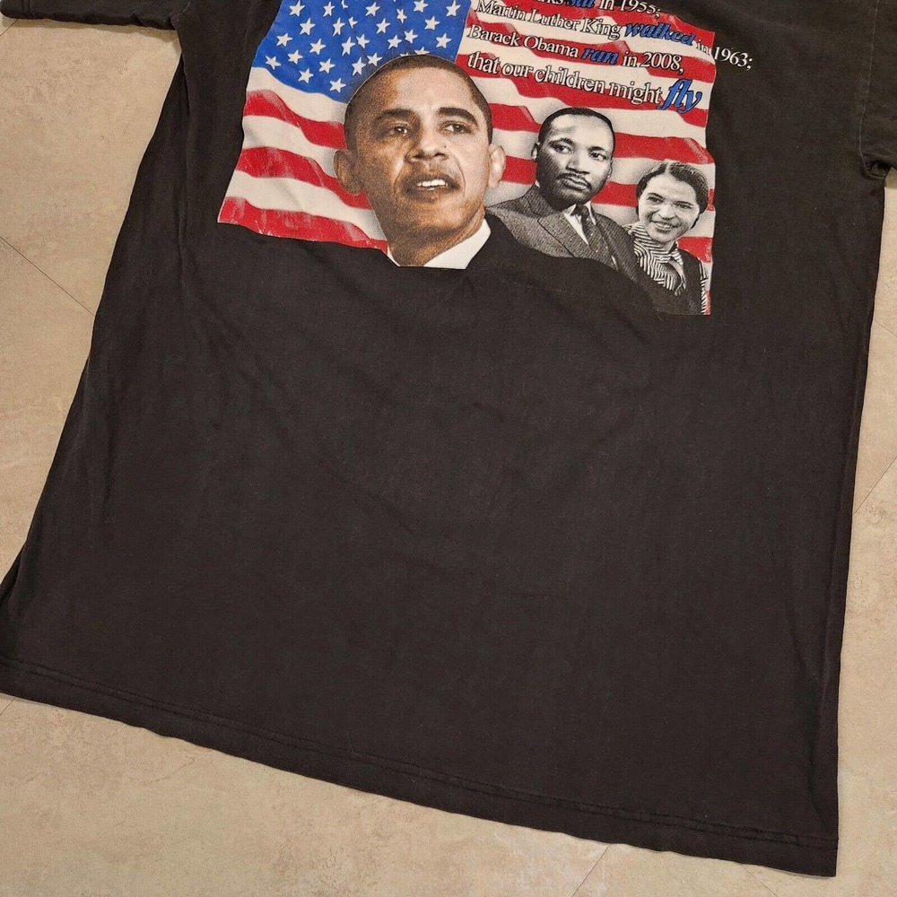 VTG Barack Obama Rosa Parks Martin Luther King Mens 3XL Rap Tee T Shirt - Picture 3 of 12